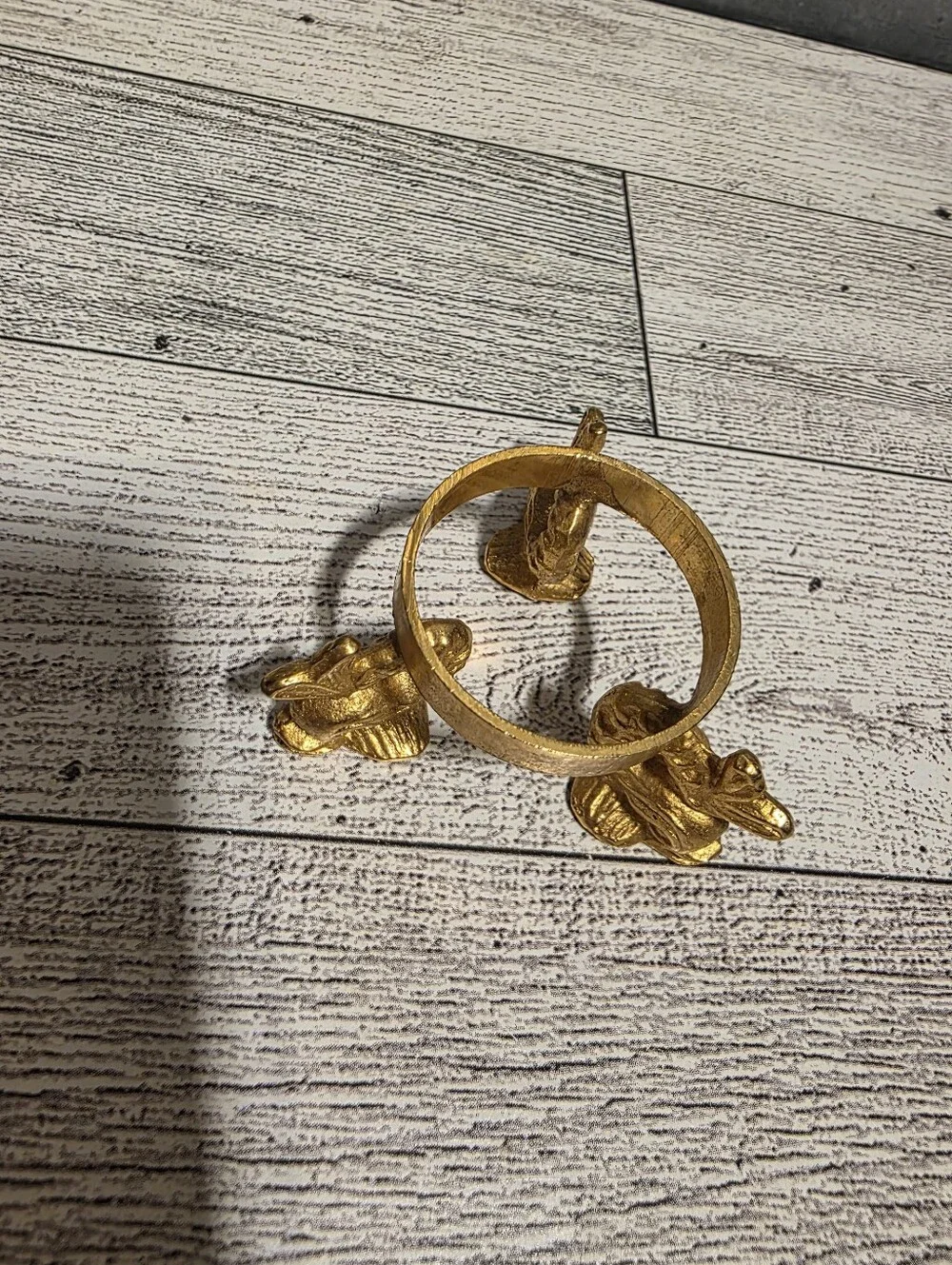 Natural Orange and Cream Egg Stone Decor on Gold Stand - Home Accents